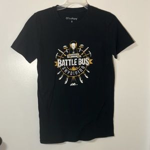 Battle bus skydiving graphic tee Fortnite